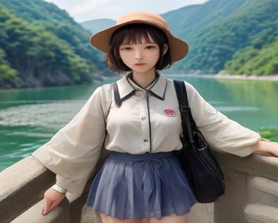 美女旅行博主苏苏在京都岚山竹林穿着和服漫步